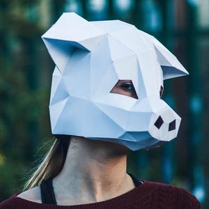 Paper Pig Mask, Papercraft Template, Party Mask, DIY instant download