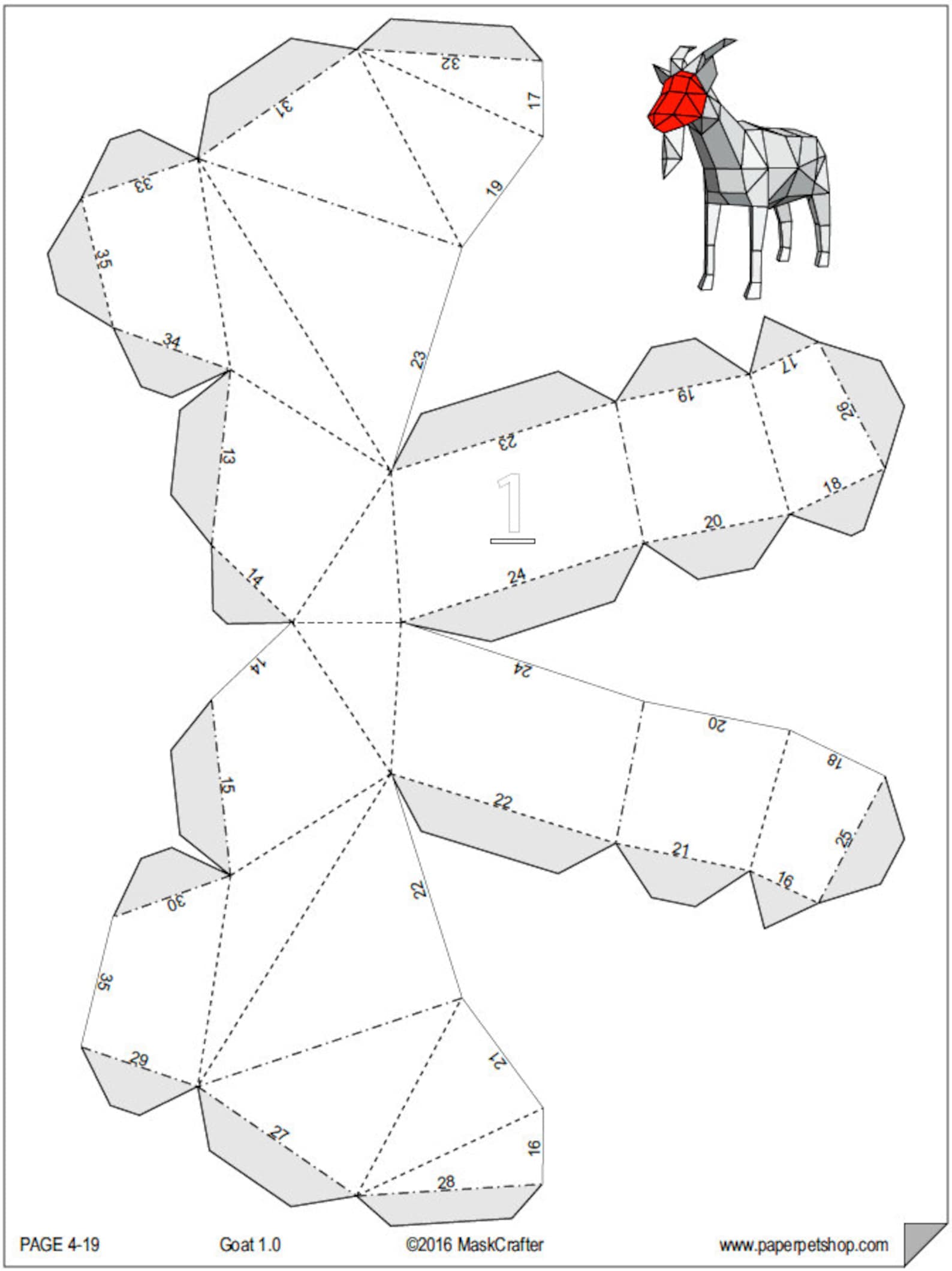 Papercraft Goat 3d Template DIY Lowpoly Paper Farm Pet Etsy