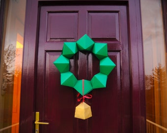 印刷可能なクリスマスリースのペーパークラフトデコレーション、すぐにダウンロード