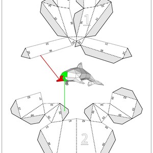 Papercraft Dolphin. Printable pdf template image 2