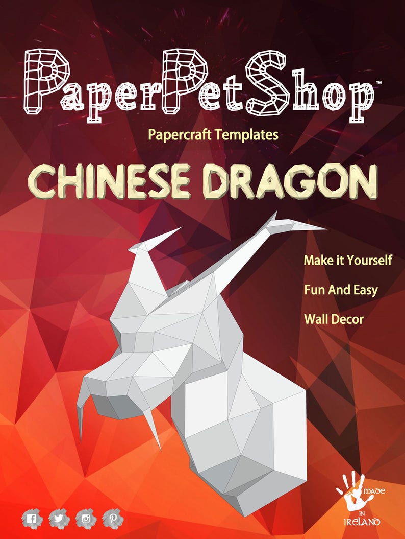 Papercraft Dragon Wall decor ideal Christmas gift