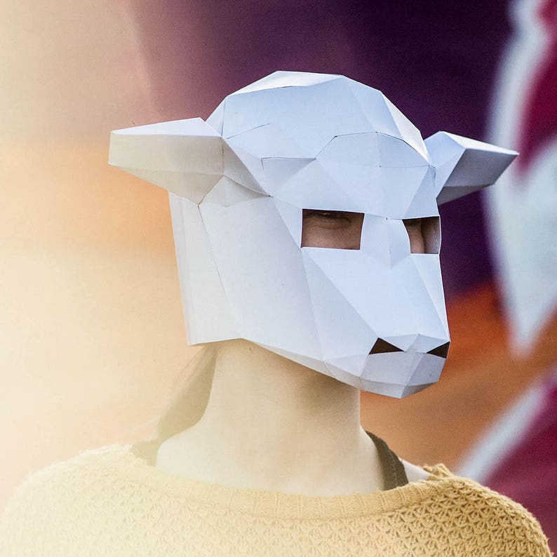 Paper Sheep /Lamb Mask, Papercraft Template, DIY Instant Download image 6