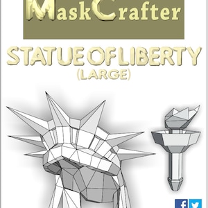 3D Paper Statue of Liberty Mask, Printable Papercraft Template for a DIY 4th of July image 4