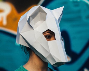 Máscara de rata de Papercraft, plantilla de papercraft, máscara imprimible, descarga digital DIY