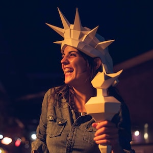 3D Paper Statue of Liberty Mask, Printable Papercraft Template for a DIY 4th of July image 6