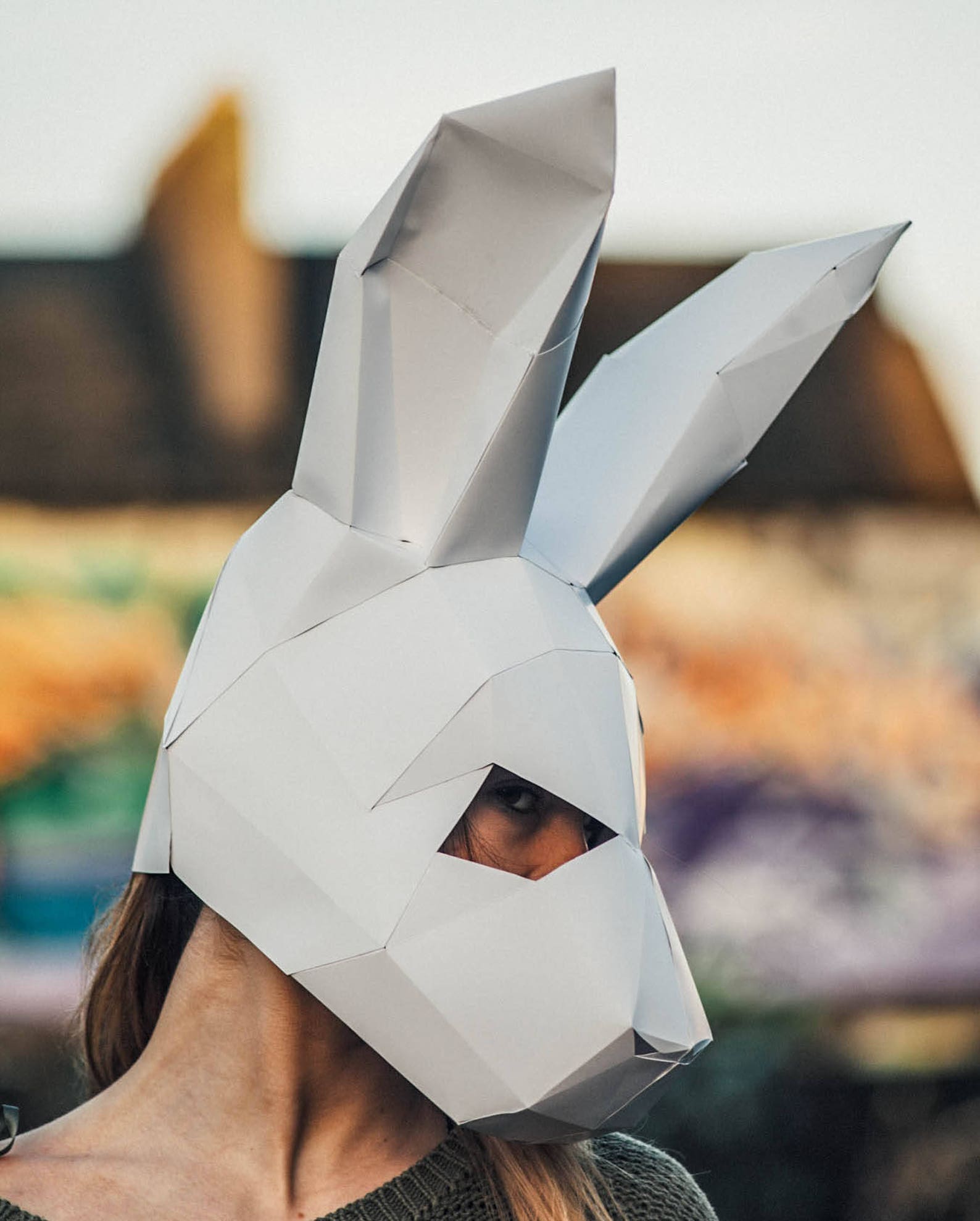 3д маска из бумаги. Паперкрафт Bunny. Papercraft Mask кролик. Объемная маска. Полигональные маски.