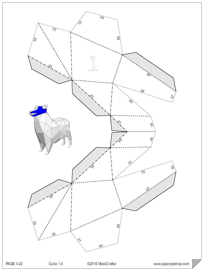 Collie Papercraft Template Instant Download 2018 Year of the - Etsy