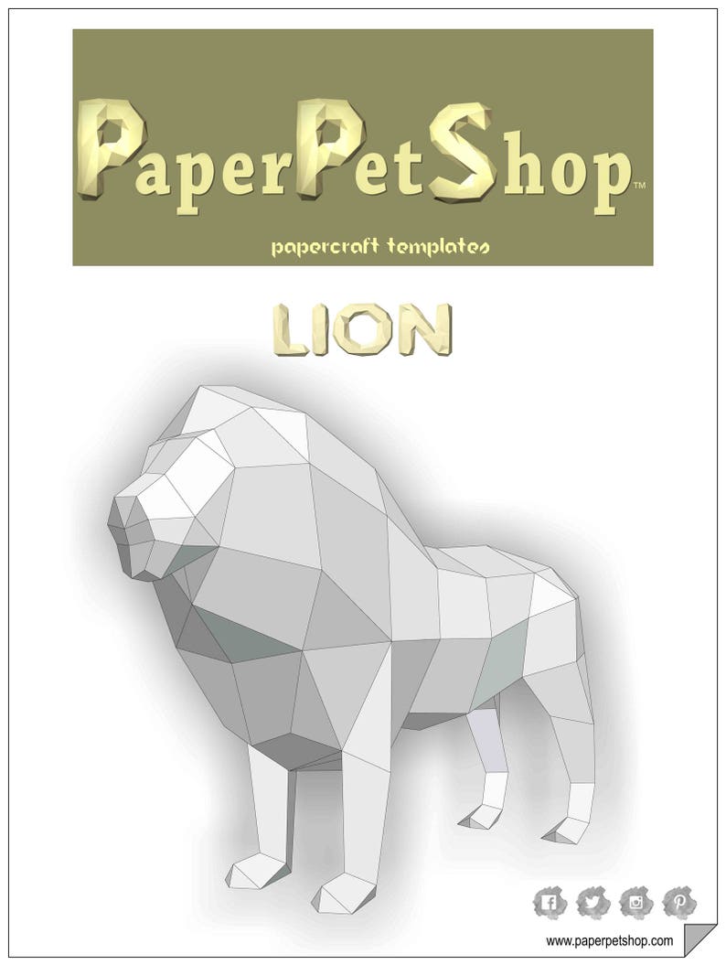 Papercraft Lion template image 4