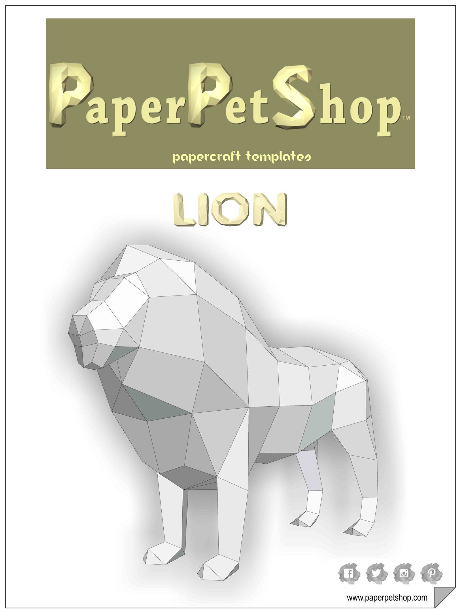 Papercraft Lion Template - Etsy