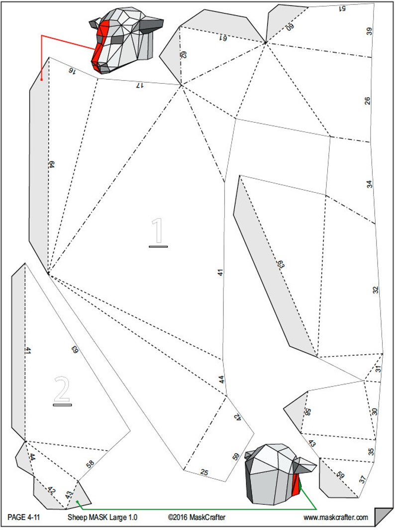 Paper Sheep /Lamb Mask, Papercraft Template, DIY Instant Download image 4