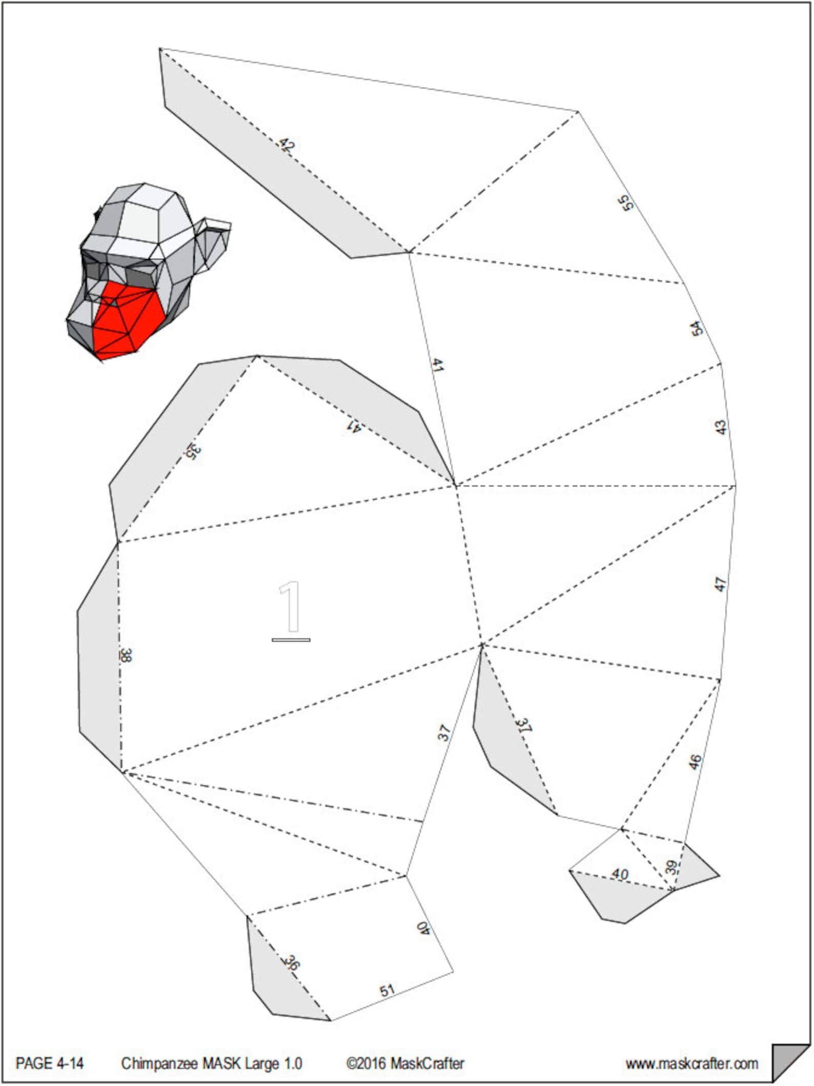 Chimp Craft Paper Monkey /chimp Mask, Halloween Papercraft Template, DIY Instant ...