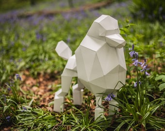 Paper Poodle, Papercraft Template, DIY Paper Pet Dog, 2018 year of the dog