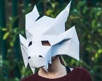 Papercraft Medieval Dragon Mask, Printable Mask, DIY Instant Halloween Mask Download