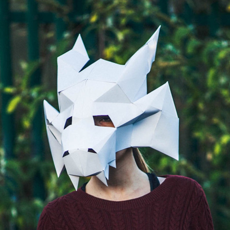 Papercraft Meval Dragon Mask Printable Diy Instant Image 0