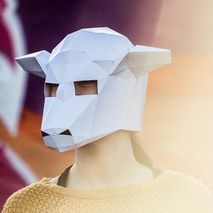 Paper Sheep /Lamb Mask, Papercraft Template, DIY Instant Download image 2