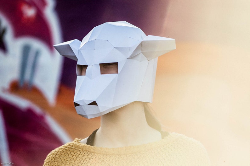 Paper Sheep /Lamb Mask, Papercraft Template, DIY Instant Download image 2