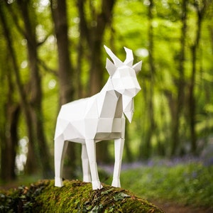 Papercraft Goat, 3d Template, DIY LowPoly Paper Farm Pet image 2