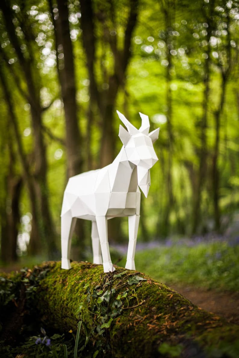 Papercraft Goat, 3d Template, DIY LowPoly Paper Farm Pet image 2