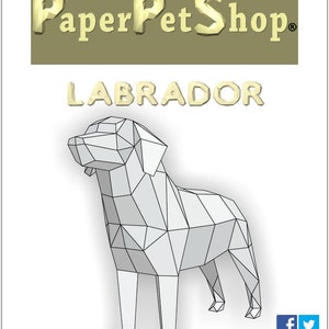 Puede incluir: Un dibujo en blanco y negro de un perro Labrador, de pie sobre sus cuatro patas. La imagen se titula "Labrador" y es del sitio web "PaperPetShop.com".