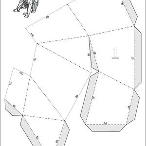 May include: A papercraft model of a koala bear, with numbered pieces and instructions for assembly. The model is made of white paper with gray shading and a red nose.