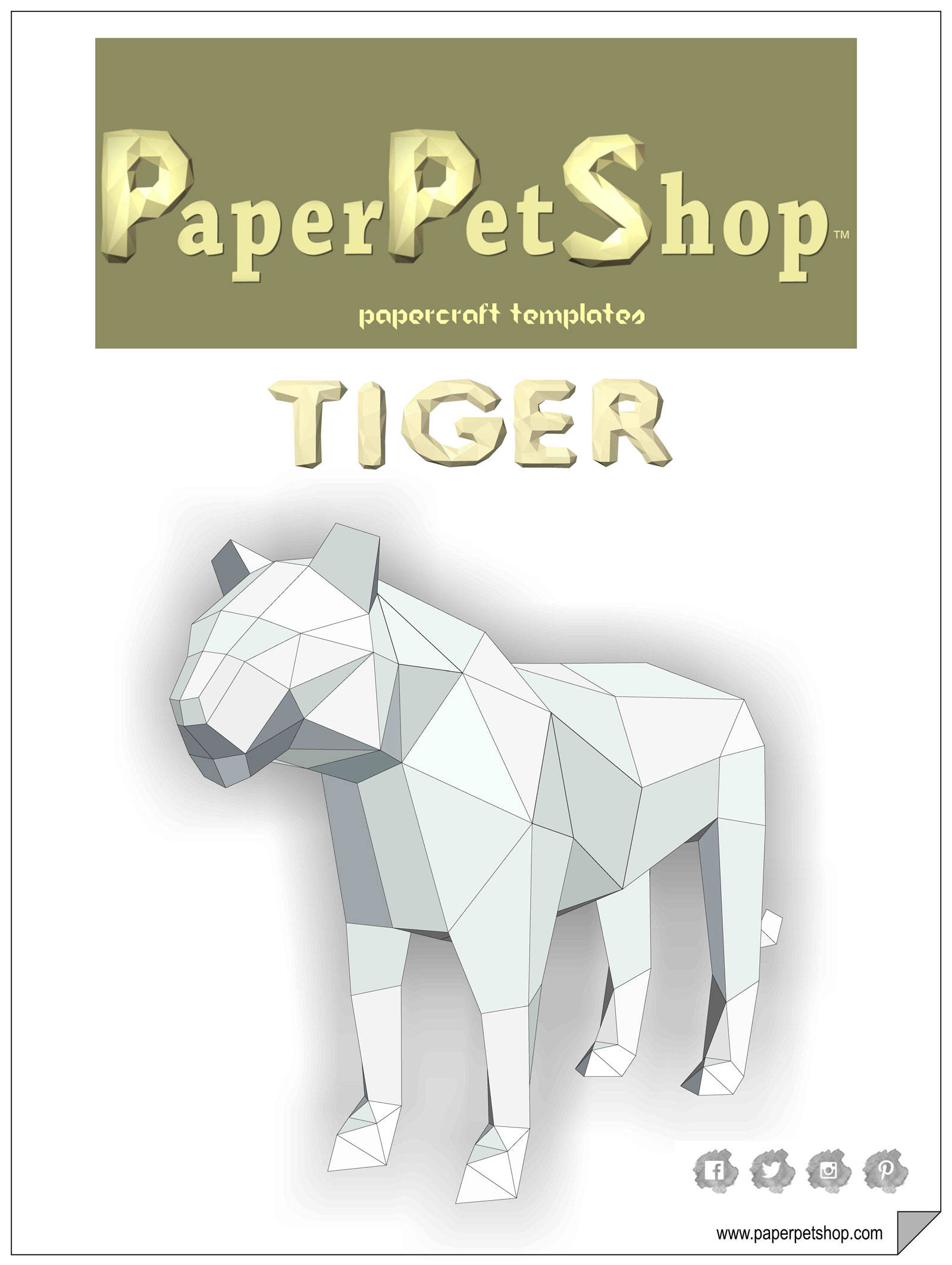 Quebra Cabeça 3D Animal Safari Tigre Colagem Papercraft Miniatura HAS  BRASIL