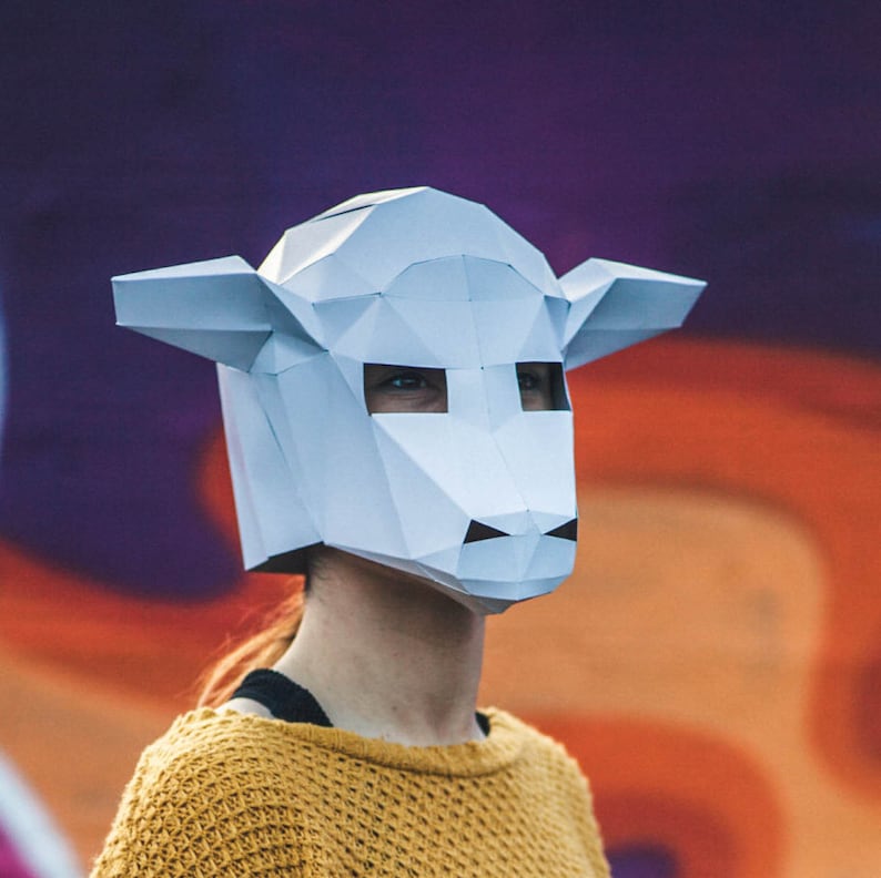 Paper Sheep /Lamb Mask, Papercraft Template, DIY Instant Download image 1