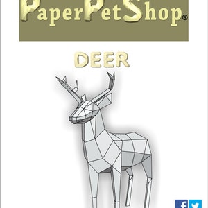 Paper Deer / Stag, Papercraft Template. Paper Forest Pet. Printable pdf 画像 4