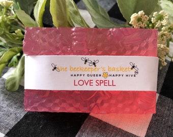 Love Spell Honeybee Glycerin Soap, Bee Soap, Queen Bee Soap, Honeycomb Soap, Clear Soap, Bee Gifts, Bee Lovers