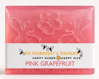Pink Grapefruit Glycerin Soap: Honeybee Design 4 oz