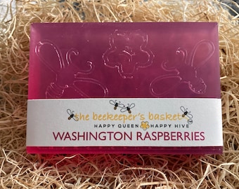 Raspberry Scented Glycerin Soap: Honeybee Design, Washington Raspberries