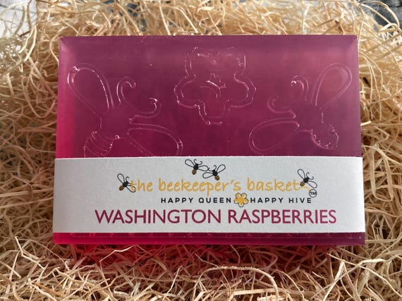 Raspberry Scented Glycerin Soap: Honeybee Design, Washington Raspberries