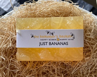 Just Bananas Honeybee Glycerin Soap, Bee Soap, Queen Bee, Banana Soap, Honeycomb Soap, Clear Soap, Bee Lovers