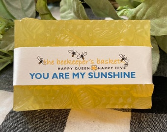 You Are My Sunshine Honeybee Glycerin Soap, Bee Soap, Scented Soap, Queen Bee, Honeycomb Soap, Clear Soap, Bee Gifts