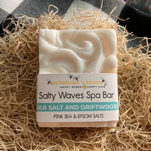 Salty Waves Spa Bar- Sea Salt and Driftwood, Triple Butter Sea Salt Soap, Himalayan Salt Soap, Ocean Scent Soap, Exfoliating Soap