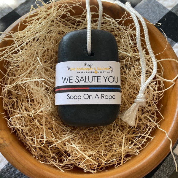 We Salute You Glycerin Soap On A Rope, Scented Soap, Supporting Veterans, Black Soap, First Responders Soap