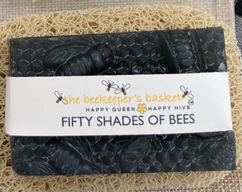 Fifty Shades of Bees Honeybee Glycerin Soap, Men’s Soap, Soap for Men, Bee Soap, Bee Gifts, Black Clear Soap, Masculine Soap, Bath Soap