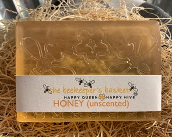 Honey Glycerin Soap Bar: Unscented Honeybee Design