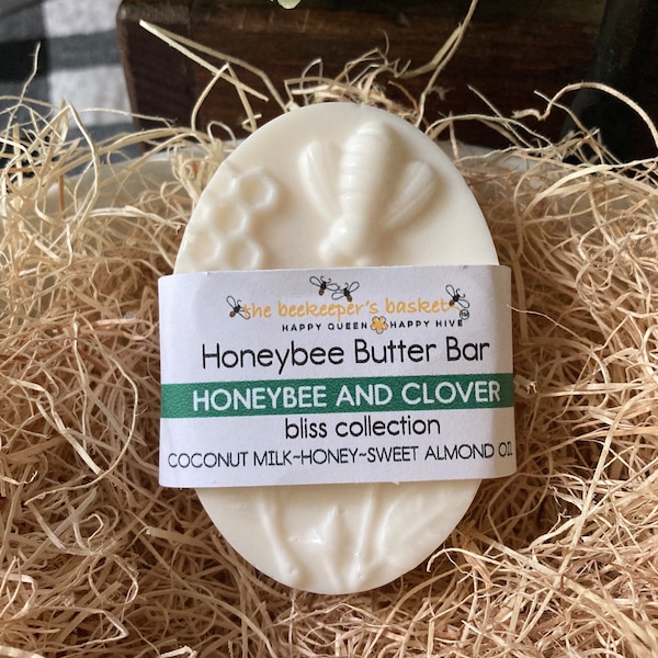 Honeybee and Clover Honeybee Butter Bar Creamy Bliss Collection Soap, Triple Butter Soap, Body Bar, Bee Gifts