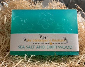 Sea Salt Driftwood Glycerin Soap: Honeycomb Bee Design