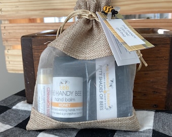 The Handy Drone Fifty Shades of Bees Men’s Gift Set, Honeybee Glycerin Soap, Hand Balm Set, Gifts for Men, Thank You Gift