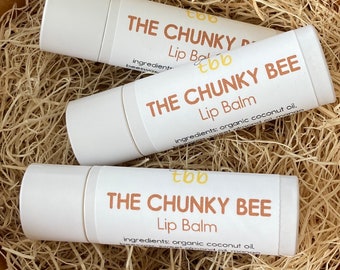 The Chunky Bee Lip Balm, Honey Flavored Chapstick, Large Size Chapstick, Lip Care, Lip Butter, Beeswax Lip Balm, Support Honeybee Research