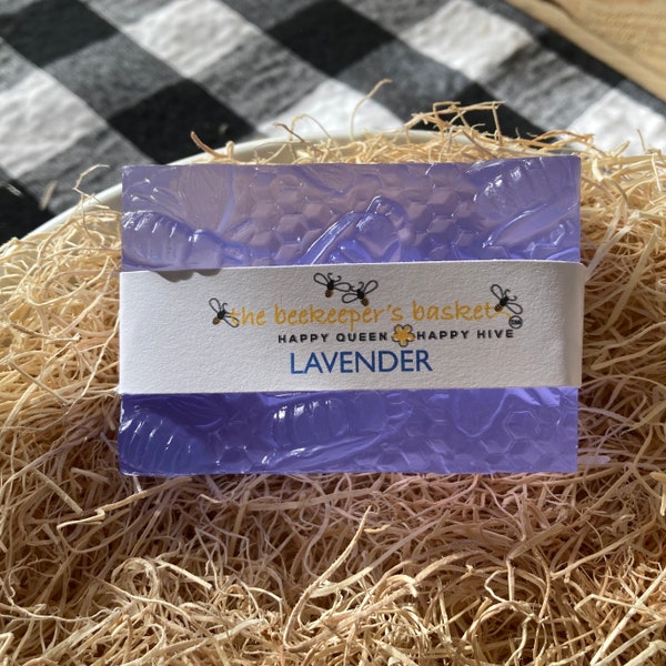 Lavender Honeybee Glycerin Soap, Bee Soap, Lavender Scented Soap, Queen Bee, Flower Soap, Honeycomb Soap, Clear Soap, Bee Gifts, Bee Lovers