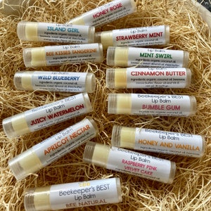 Beekeeper's BEST Lip Balm in assorted flavors. Beeswax,mango butter, shea butter, sweet almond oi, 5-star reviews