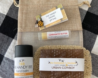 The Handy Drone Urban Cowboy Men’s Gift Set, Honeybee Glycerin Soap, Hand Balm Set, Gifts for Men, Thank You Gift
