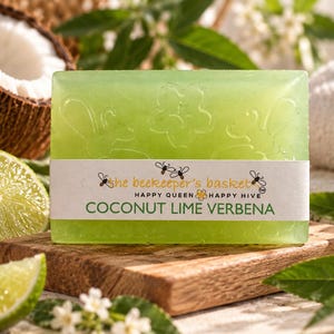 Coconut Lime Verbena Glycerin Soap: Honeybee Design, Moisturizing