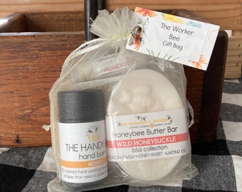 The Worker Bee Wild Honeysuckle Honeybee Butter Bar Soap Set, Creamy Soap, Soap Gift Set, Bee Gifts, Self Care Gifts, Thank You Gift