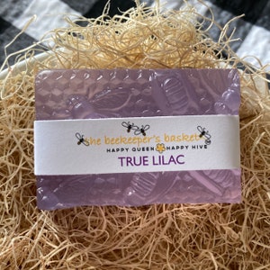 True Lilac Honeybee Glycerin Soap, Bee Soap, Lilac Scented Soap, Flower Soap, Queen Bee Soap, Honeycomb Soap, Clear Soap, Bee Gifts