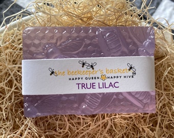 True Lilac Honeybee Glycerin Soap, Bee Soap, Lilac Scented Soap, Flower Soap, Queen Bee Soap, Honeycomb Soap, Clear Soap, Bee Gifts