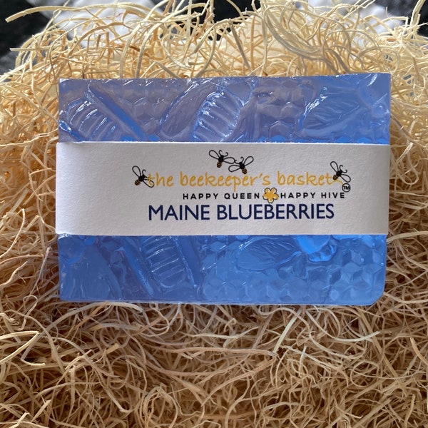 Maine Blueberries Honeybee Glycerin Soap, Bee Soap, Queen Bee, Blueberry Scented Soap, Honeycomb Soap, Clear Soap, Maine Gifts, Bee Lovers