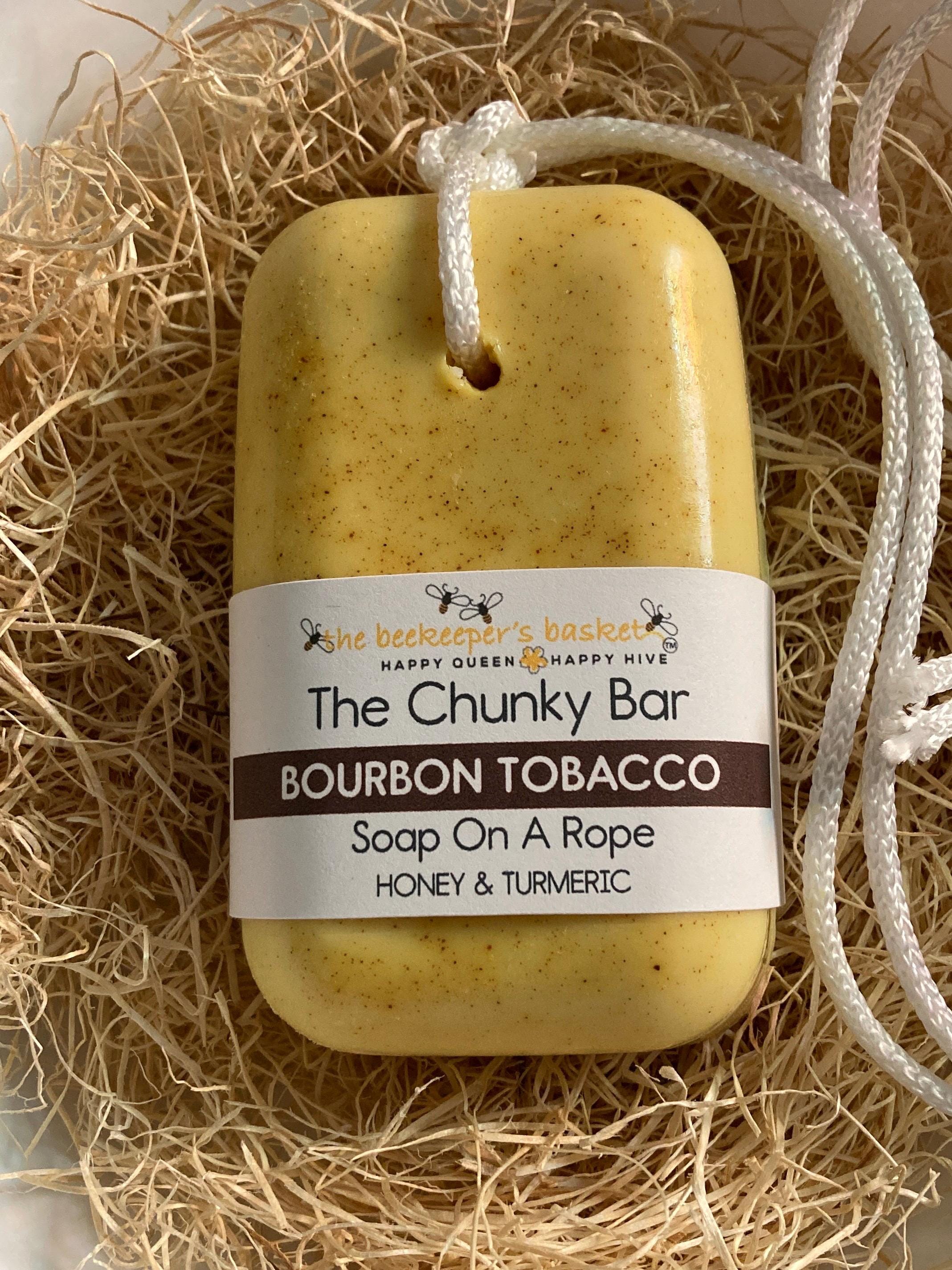 bourbon & tobacco soap The Chunky Bar Bourbon Tobacco Men’s Soap On A Rope